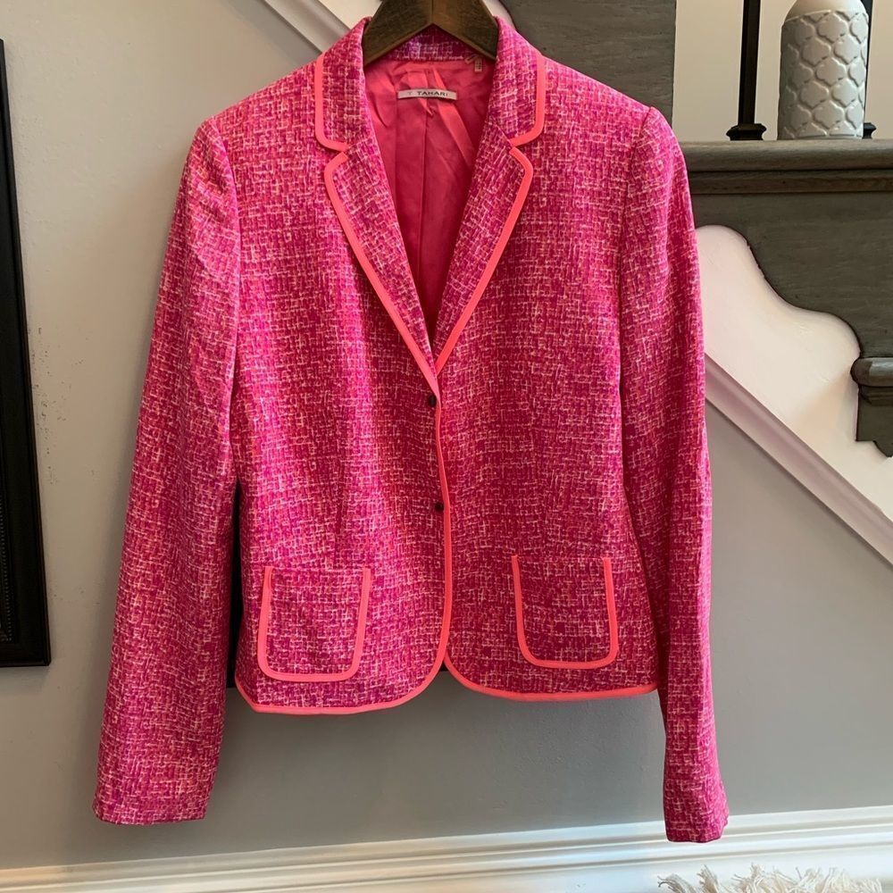 T Tahari Women's Jayna Jacket Blazer Lovely In Pink 8